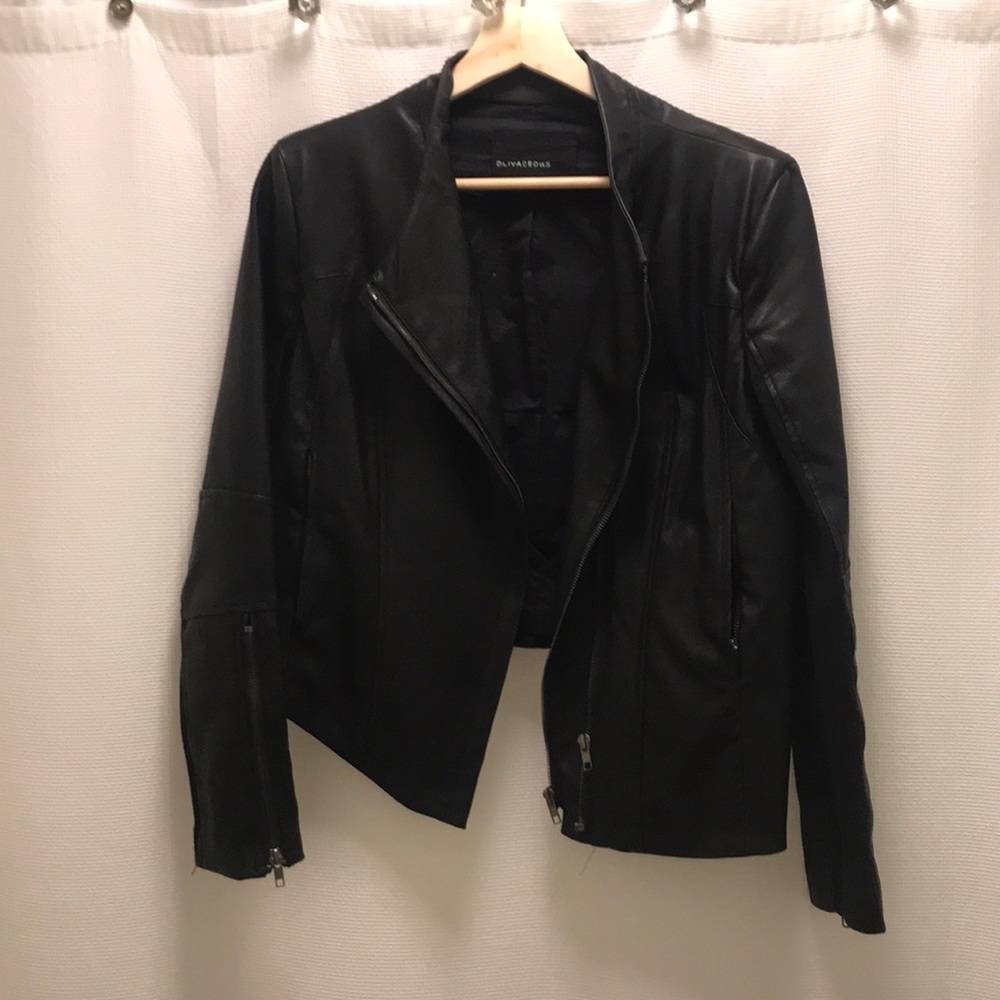 Olivaceous Faux Leather Jacket